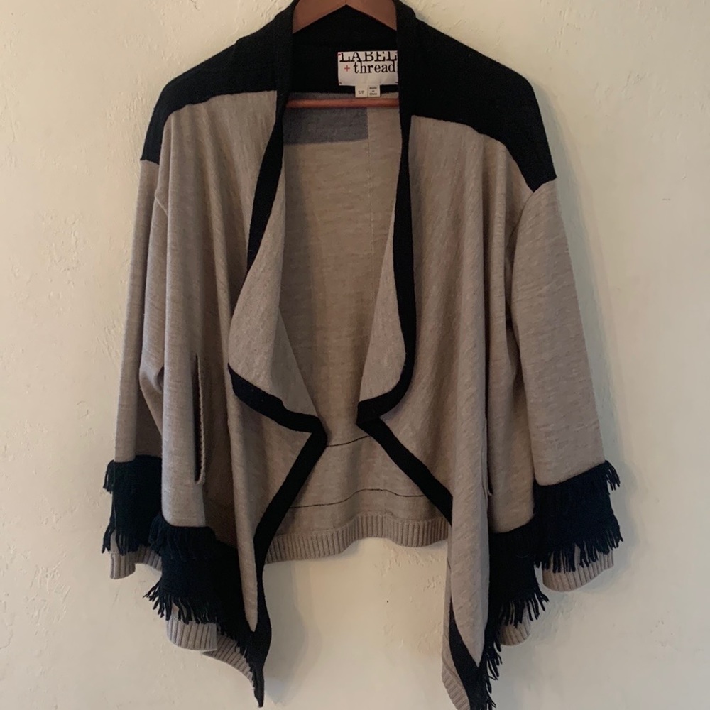 LABEL + thread fringe cardigan size small